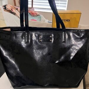 Kate Spade Black Glossy Tote Bag
